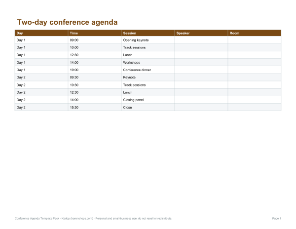 Preview of Two-Day Conference Agenda Template